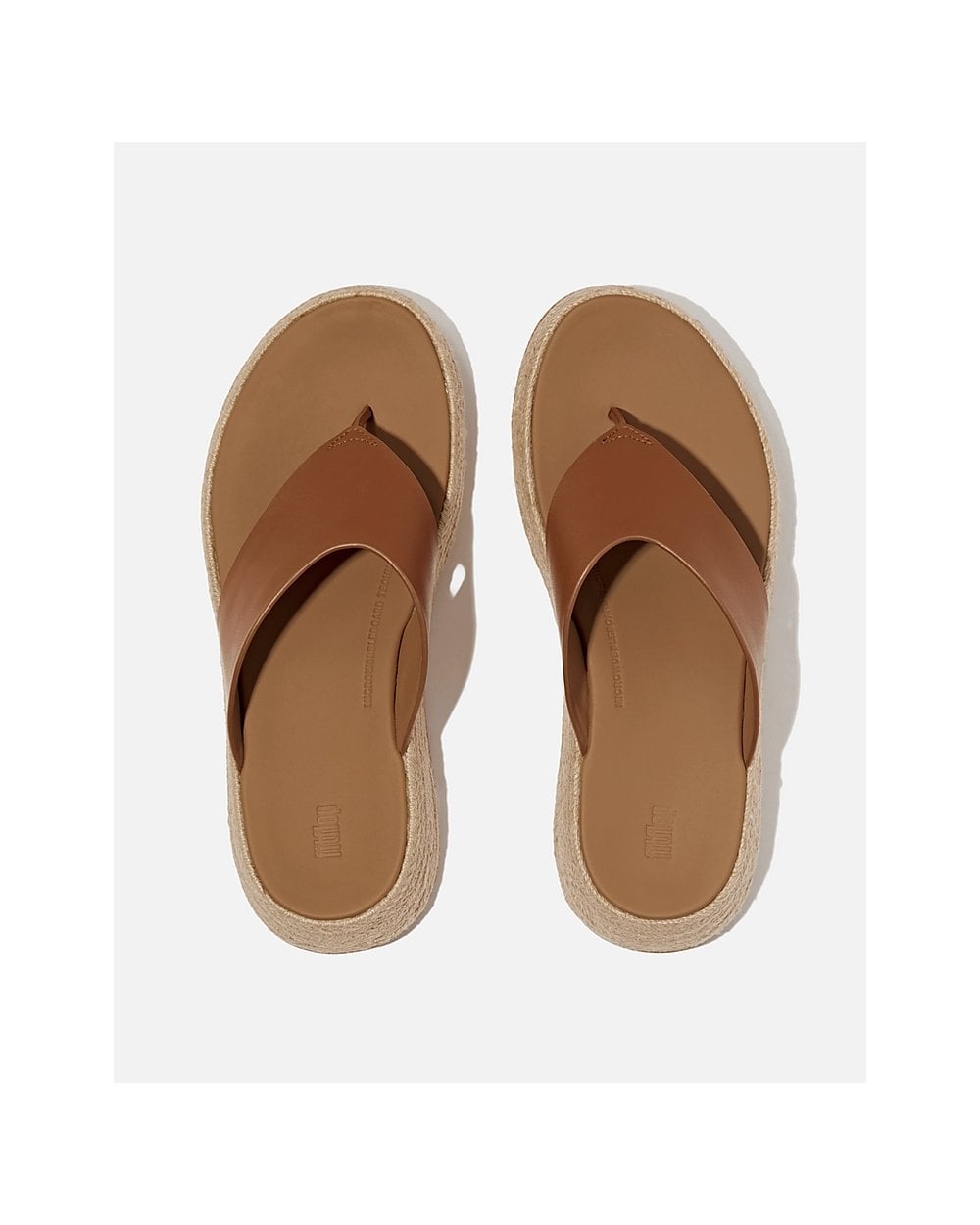 FitFlop Womens F-Mode Espadrille Leather Flatform T/Post Sandals