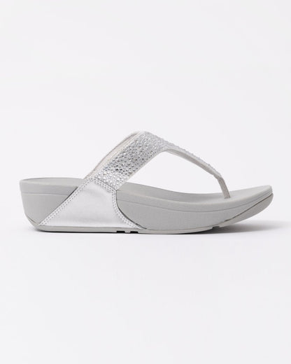 FitFlop Womens Lulu Crystal-Mix Toe-Post Sandals - Silver 011