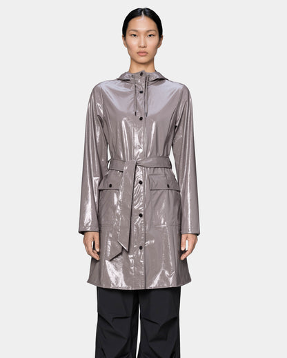 Rains Curve Long Womens Jacket - 194 Cinder Glaze. Front. 