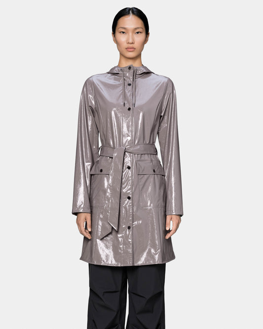 Rains Curve Long Womens Jacket - 194 Cinder Glaze. Front. 