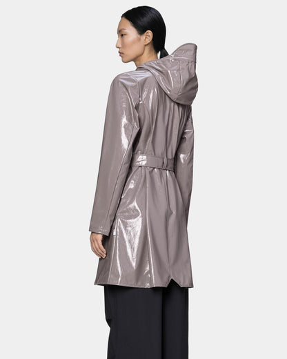 Rains Curve Long Womens Jacket - 194 Cinder Glaze. Side. 