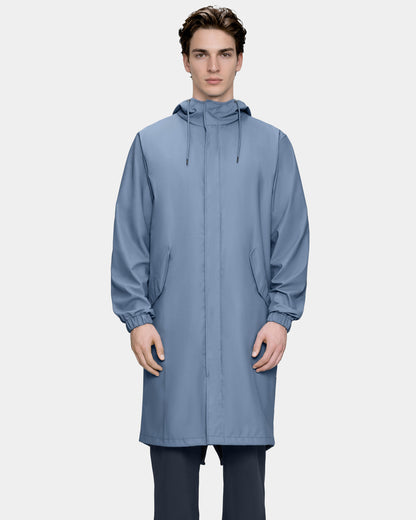 Rains Unisex Fishtail Parka in Blue Dusk 172 - Male Model Front