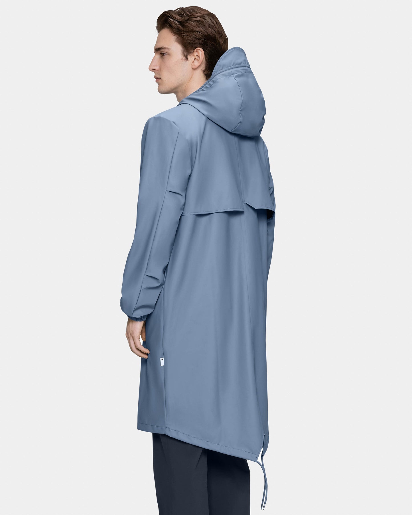 Rains Unisex Fishtail Parka in Blue Dusk 172 - Male Model Side