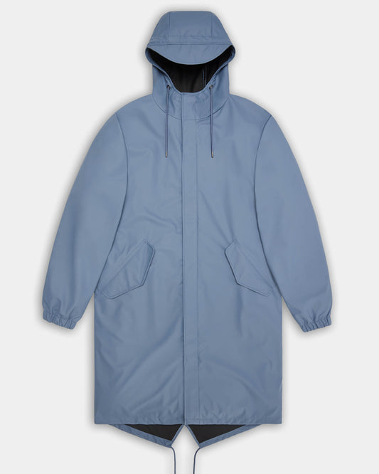 Rains Unisex Fishtail Parka in Blue Dusk 172 - Flat Lay
