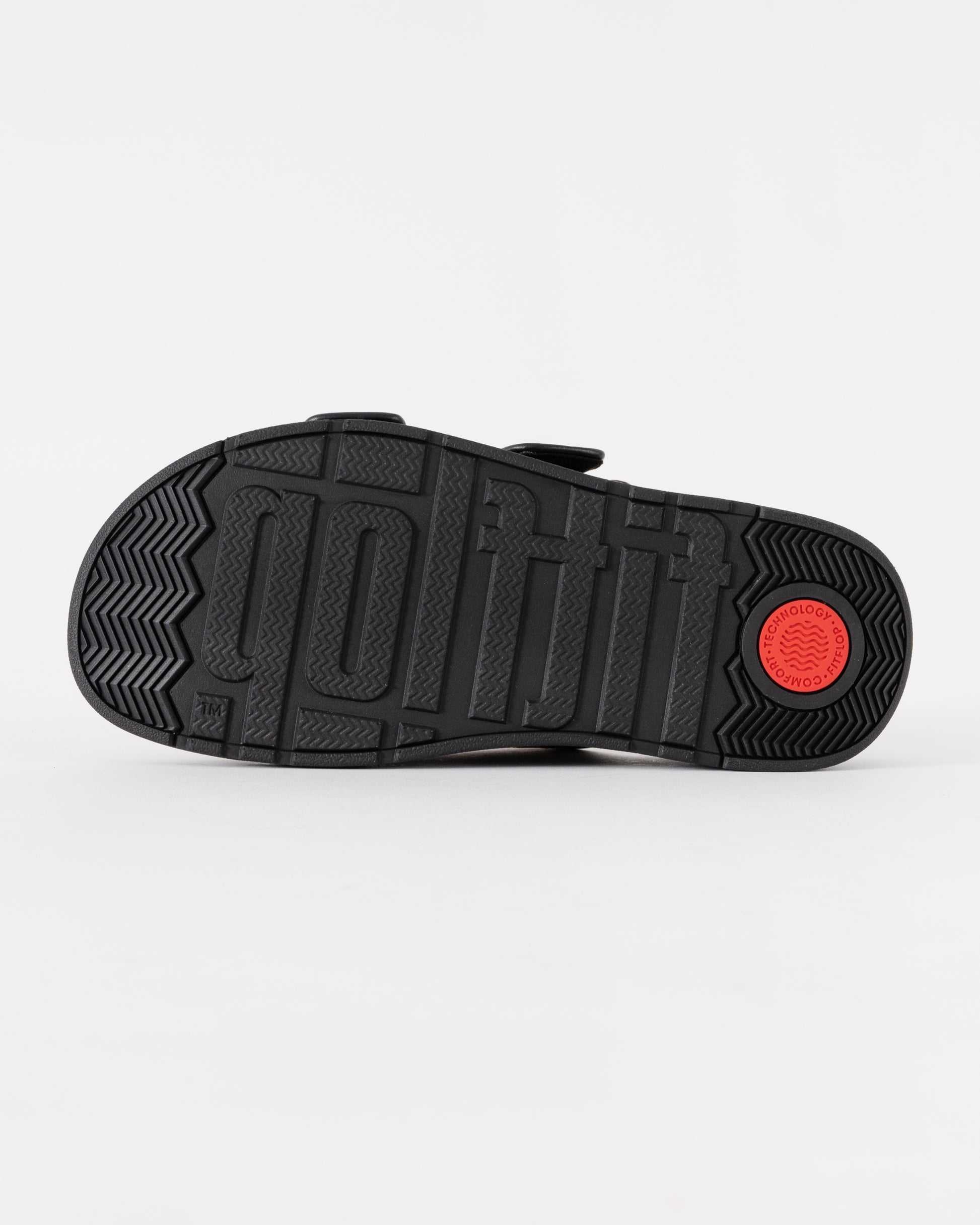FitFlop Womens GEN-FF Buckle Graphic-Weave Two-Bar Slides - Black 001 | CHO | Designer Womens Sandals