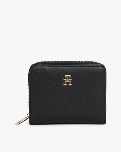 Tommy Hilfiger TH Icon Medium Womens Zip - Around Purse - Black | CHO | Designer Womens Purses