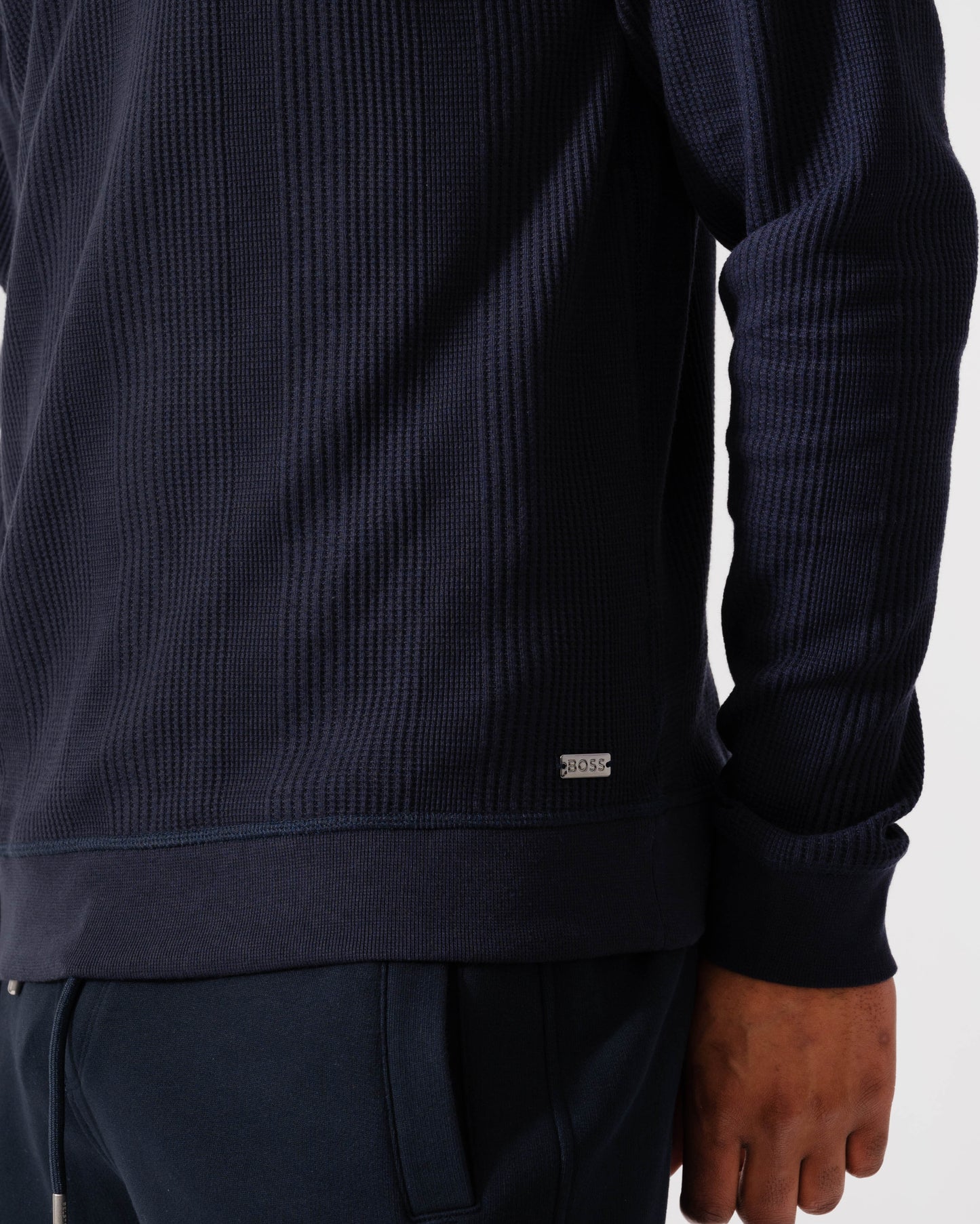 BOSS Orange Mens Structure Loungewear Sweatshirt - Dark Blue 403 - CHO - Designer Mens Loungewear