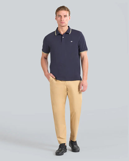 GANT Mens Contrast Tipping Polo 433 Evening Blue
