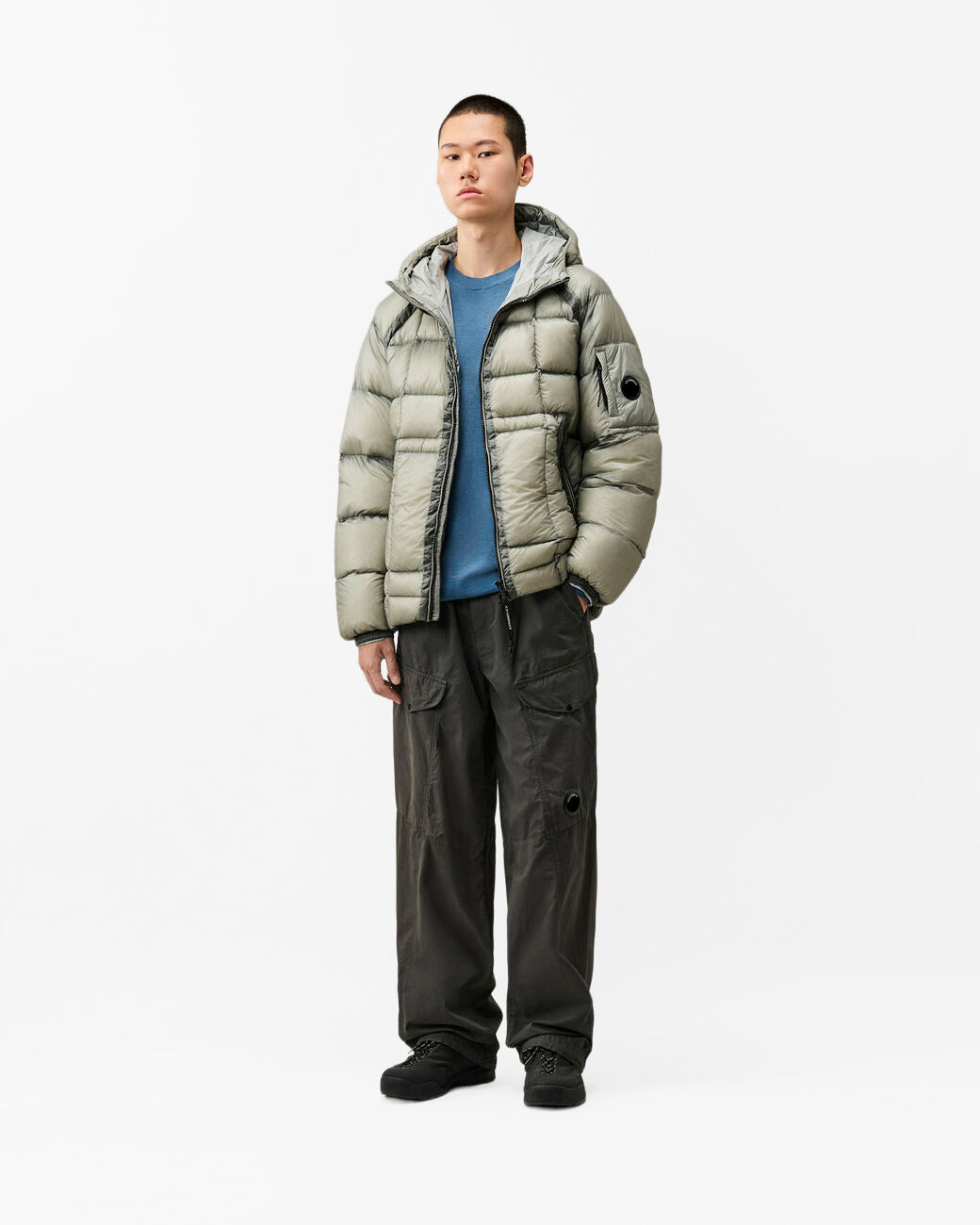 C.P. Company D.D.-Shell Mens Hooded Puffer Jacket - Flint Grey 936