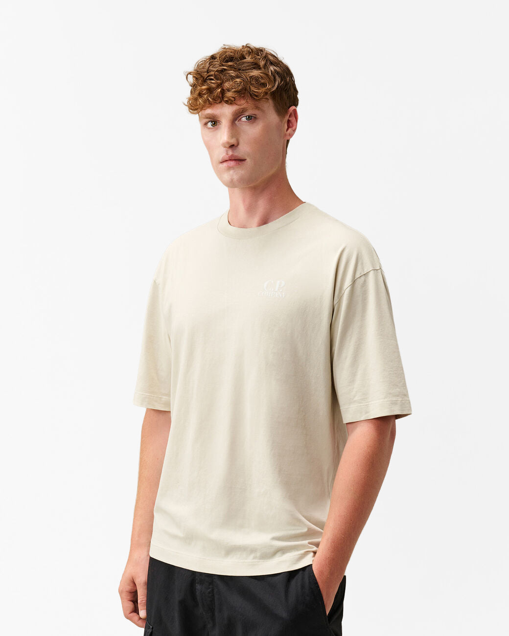 C.P. Company 30/1 Jersey British Sailor Mens T-Shirt - Silver Birch 120