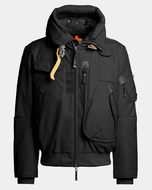 Parajumpers Gobi Mens Hooded Down Bomber - Black 541, front