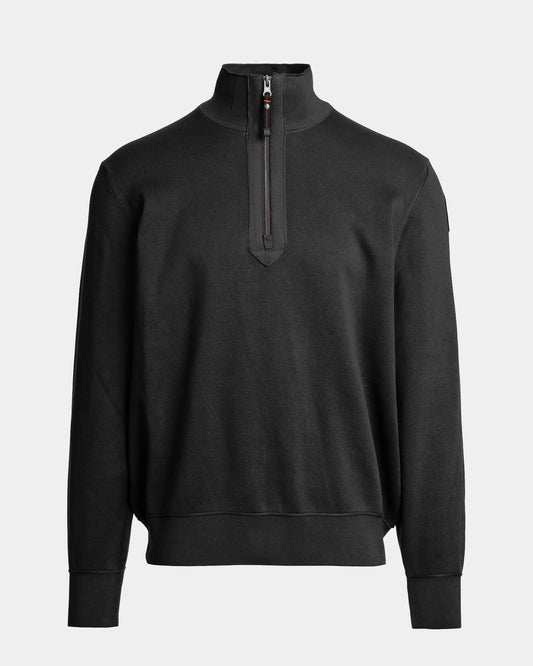 Parajumpers Basic Scoe Mens Quarter Zip Jumper - Black 541, front