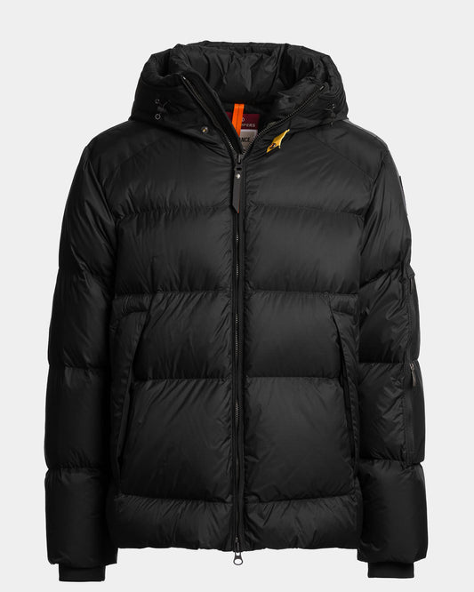 Parajumpers Tyrik Mens Hooded Down Jacket - Black 541, front