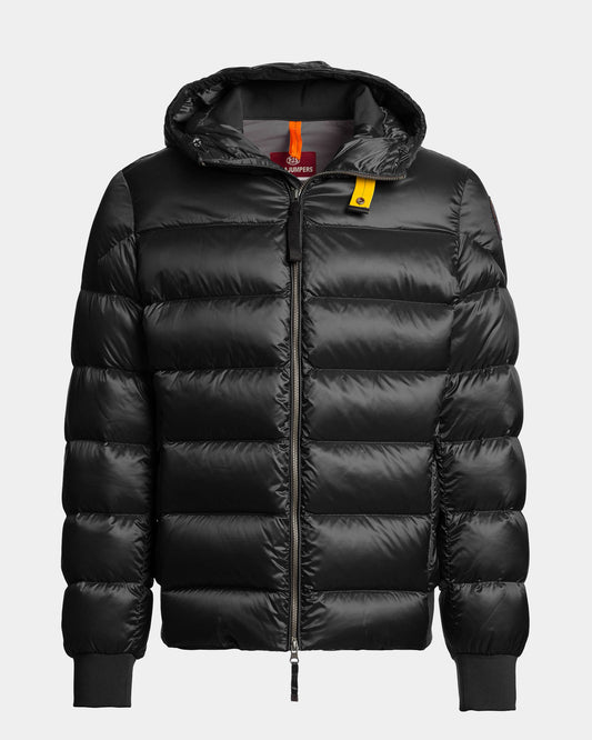 Parajumpers Pharrell Mens Hooded Down Bomber Jacket - Black 541, front