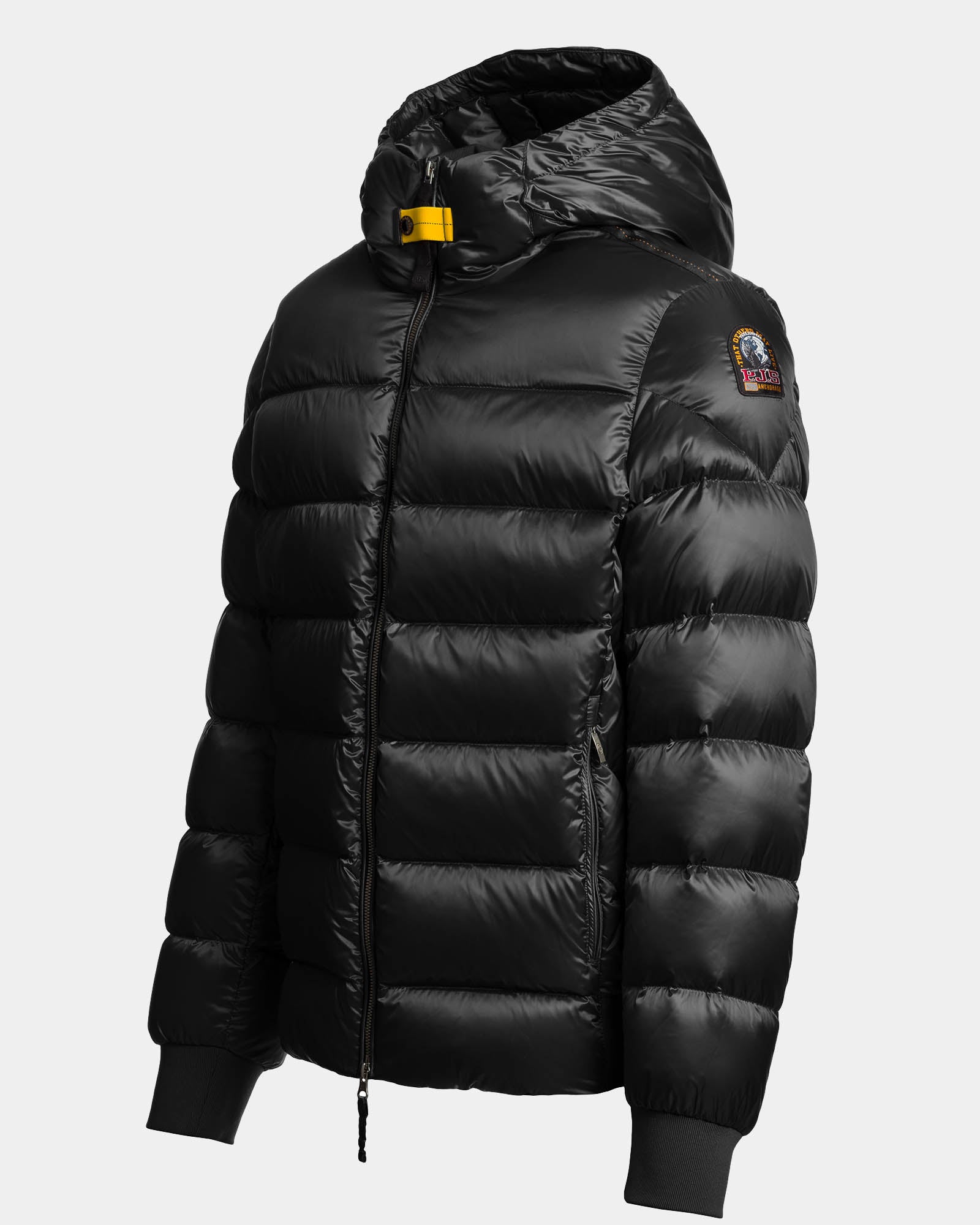 Parajumpers Pharrell Mens Hooded Down Bomber Jacket - Black 541, side