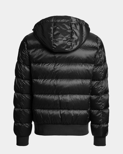Parajumpers Pharrell Mens Hooded Down Bomber Jacket - Black 541, front