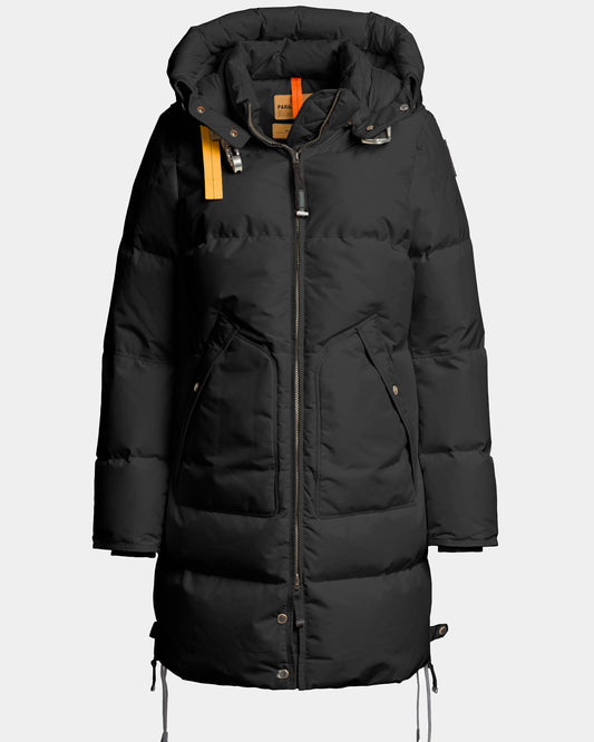 Parajumpers Long Bear Womens Hooded Down Coat - Black 541, front