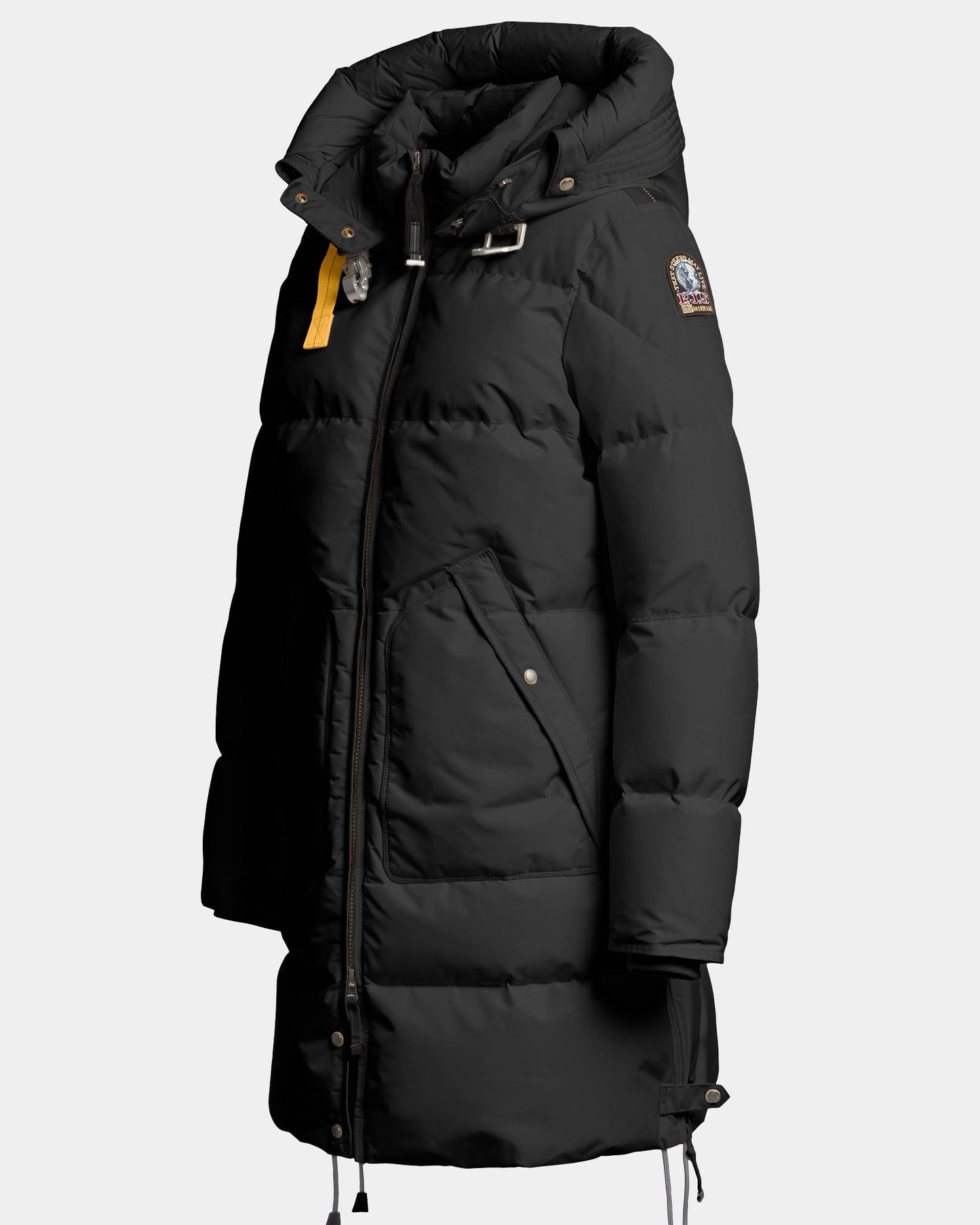 Parajumpers Long Bear Womens Hooded Down Coat - Black 541, side