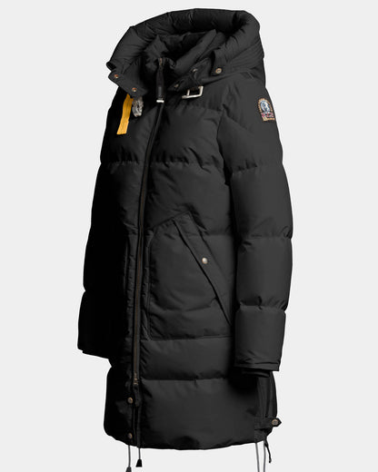 Parajumpers Long Bear Womens Hooded Down Coat - Black 541, side