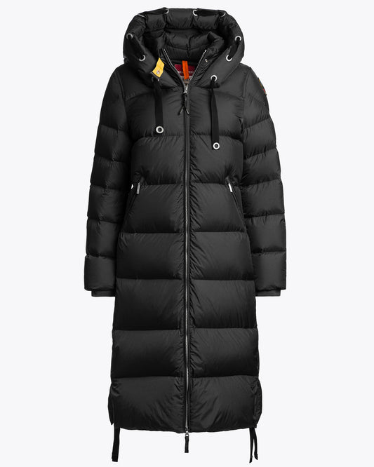 Parajumpers Panda Womens Down Coat with Hood - Black 541, front