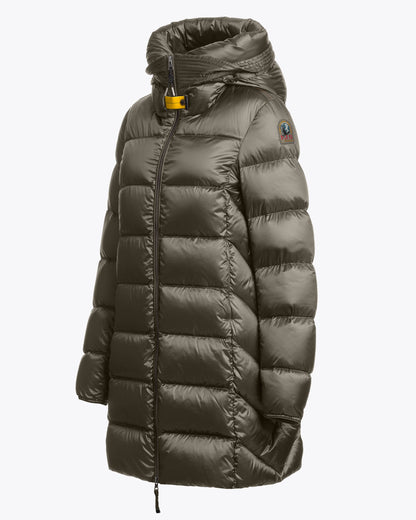 Parajumpers Marion Womens Down Jacket with Hood - Taggia Olive 218, side