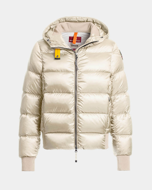 Parajumpers Mariah Womens Hooded Down Bomber Jacket - Warm Ivory 132, front