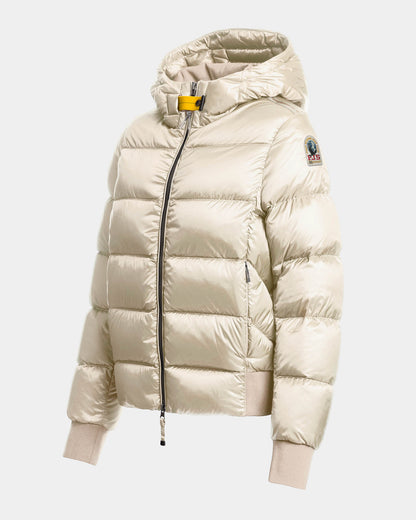 Parajumpers Mariah Womens Hooded Down Bomber Jacket - Warm Ivory 132, side