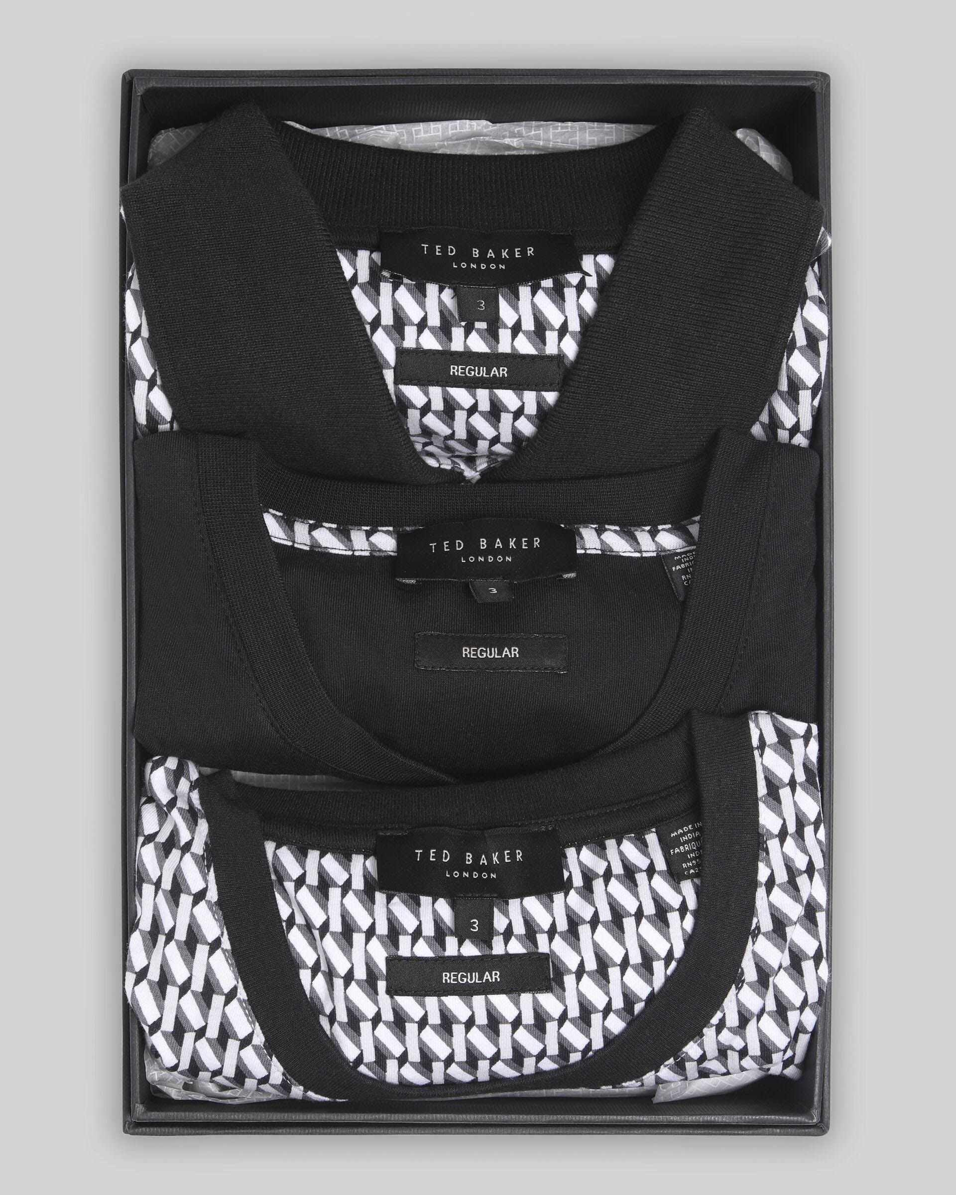 Ted Baker Sangs Mens 3-Pack T-Shirts - Black - CHO - Designer Mens T-Shirts