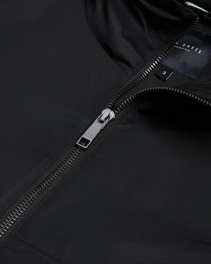 Ted Baker Basham Mens Nylon Sateen Hooded Jacket - Black - CHO - Designer Mens Jackets