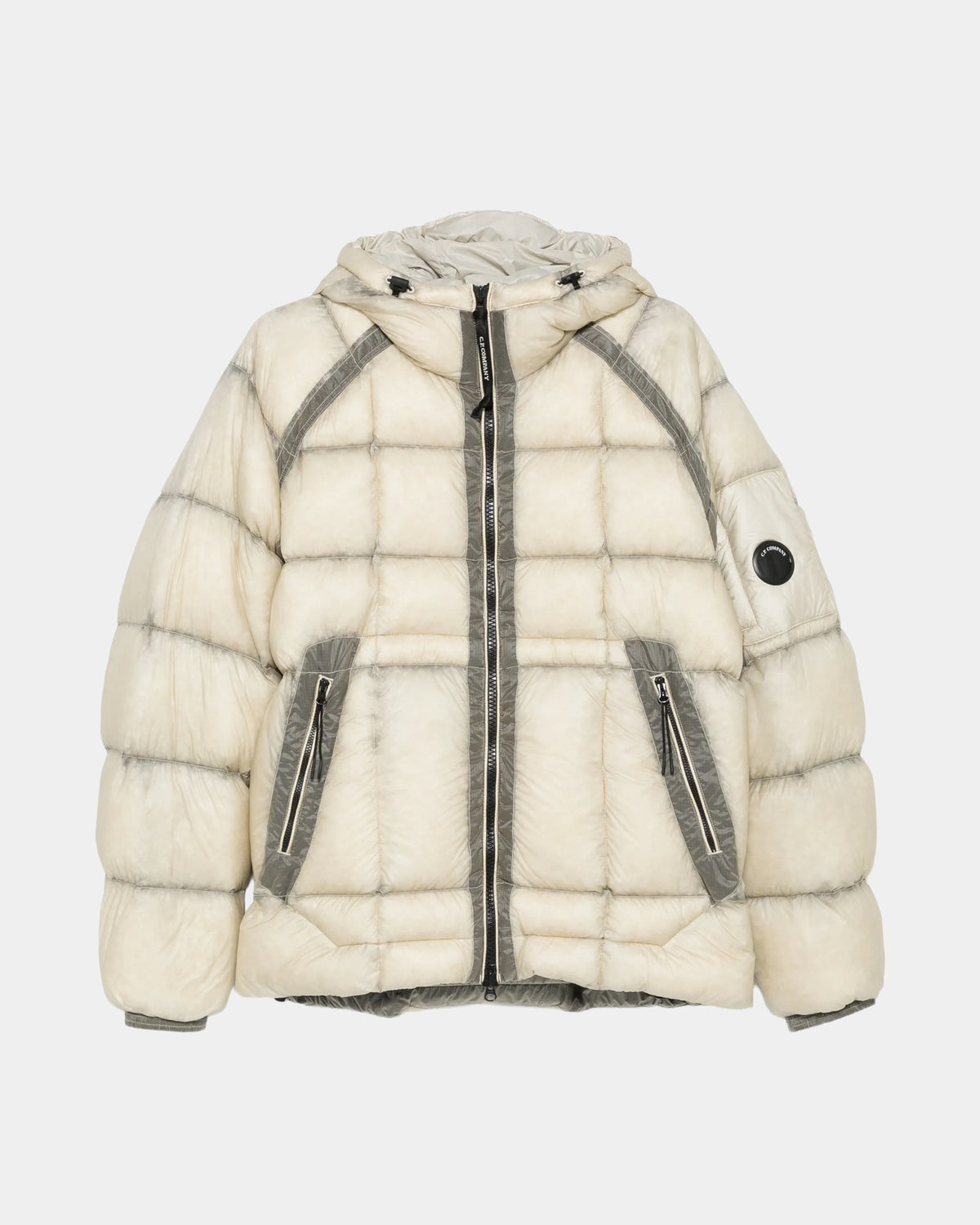 C.P. Company D.D.-Shell Mens Hooded Puffer Jacket - Silver Birch 120