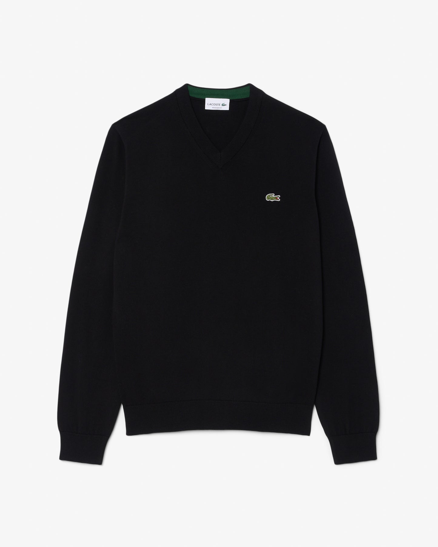 Lacoste Monochrome Jersey Mens V Neck Sweater - Black 031 | CHO | Designer Mens Sweatshirts