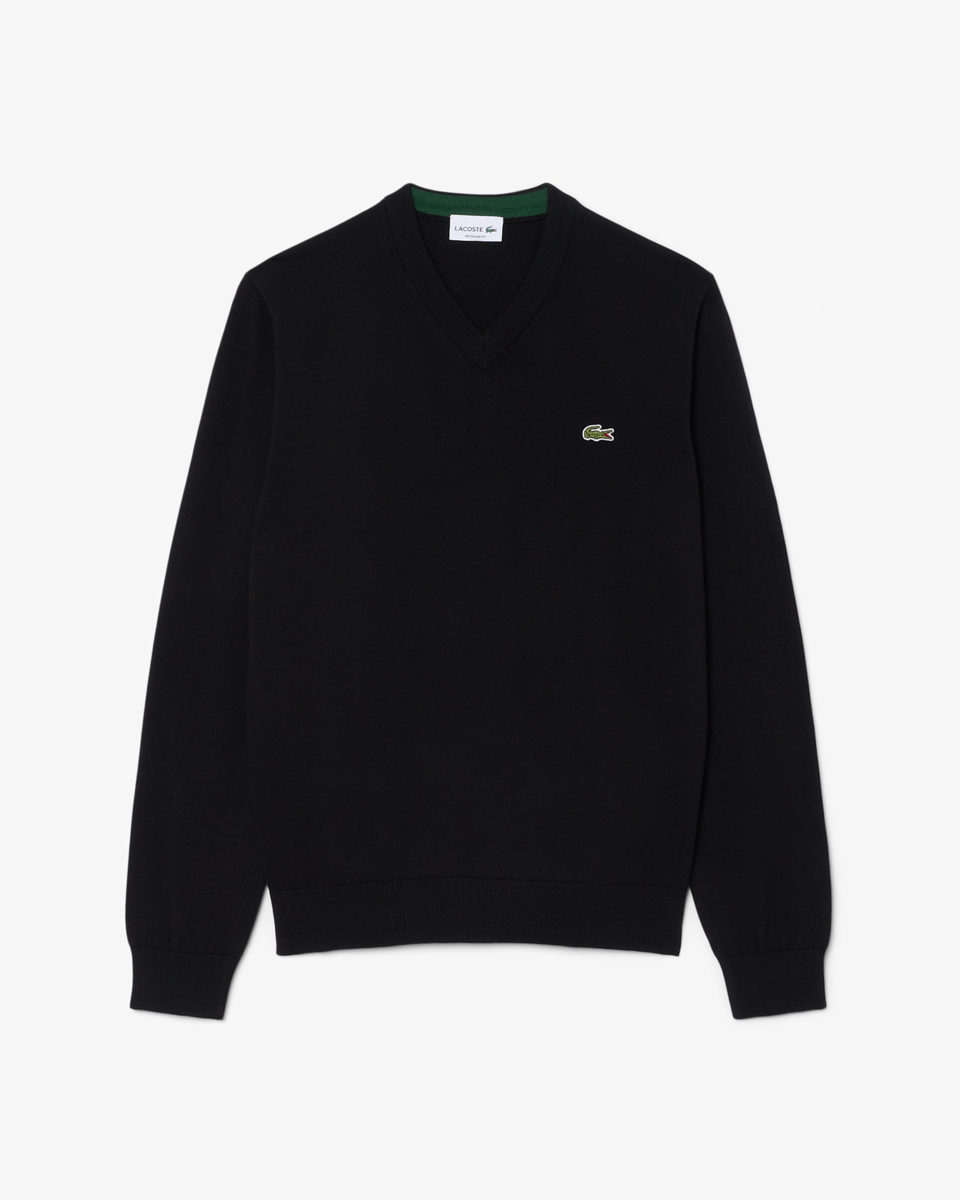 Lacoste Monochrome Jersey Mens V Neck Sweater - Black 031 | CHO | Designer Mens Sweatshirts