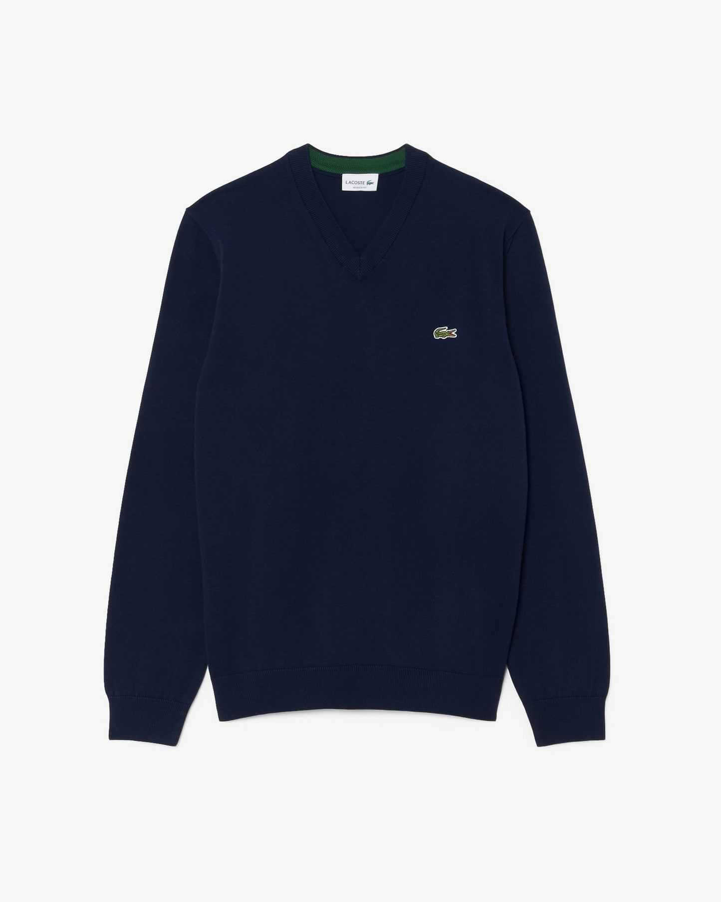 Lacoste Monochrome Jersey Mens V Neck Sweater - Navy Blue 166
