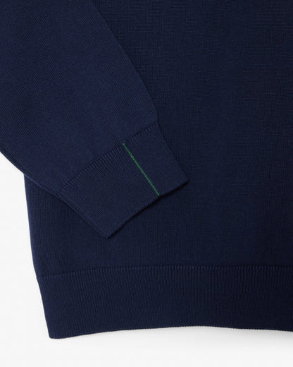 Lacoste Monochrome Jersey Mens V Neck Sweater - Navy Blue 166