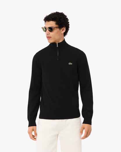 Lacoste Half Zip Logo Mens Sweatshirt - Black 031 | CHO | Designer Mens Half Zip Sweatshirts