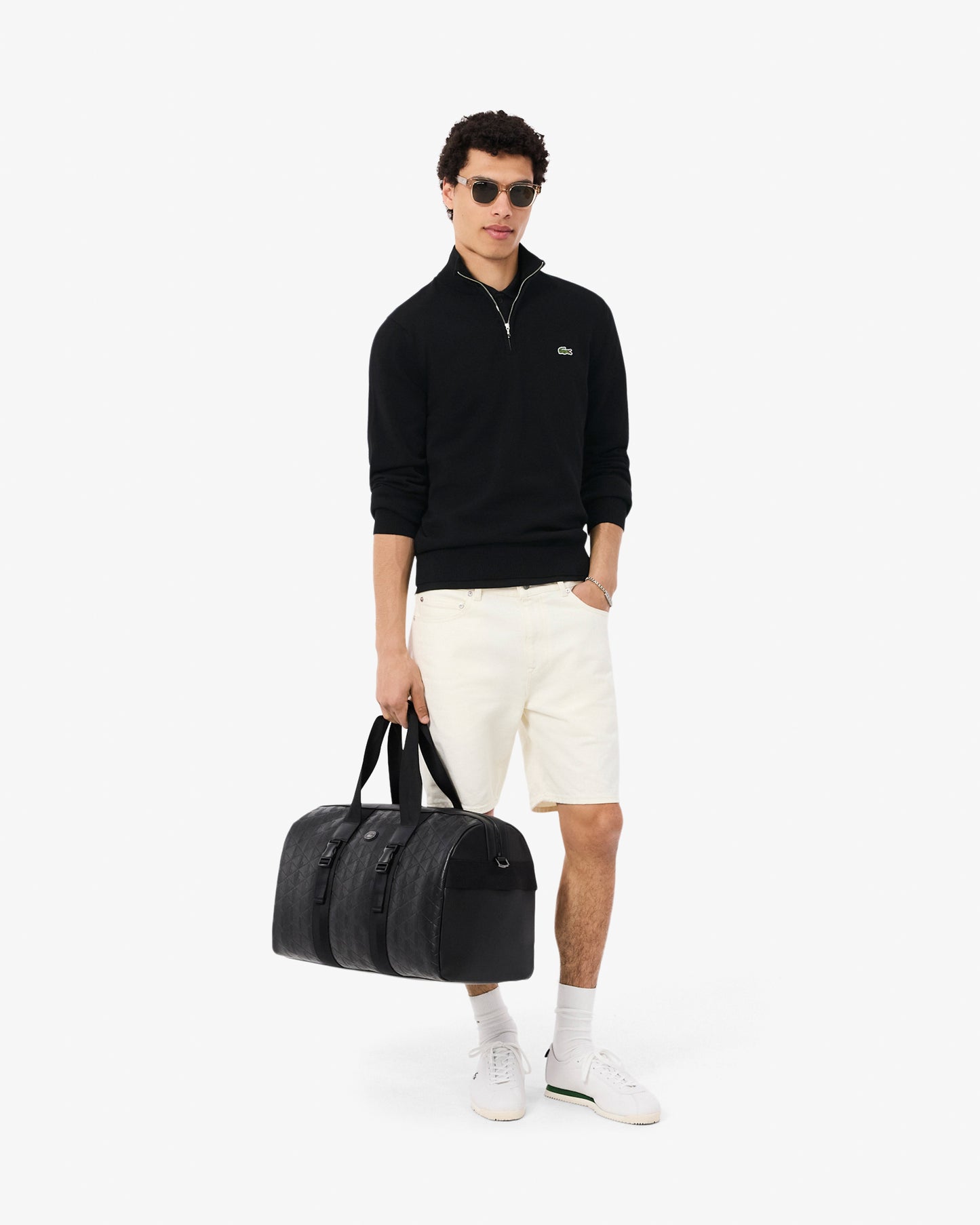 Lacoste Half Zip Logo Mens Sweatshirt - Black 031 | CHO | Designer Mens Half Zip Sweatshirts