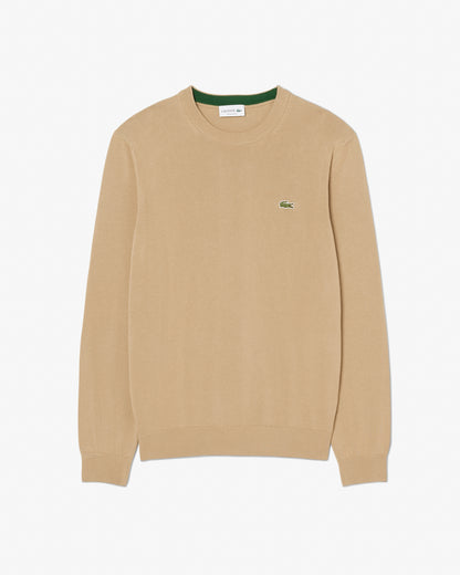 Lacoste Mens Organic Cotton Crew Neck Sweater - Cookie SIX