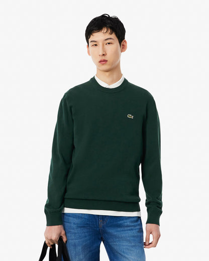 Lacoste Mens Organic Cotton Crew Neck Sweater - Sinople YZP