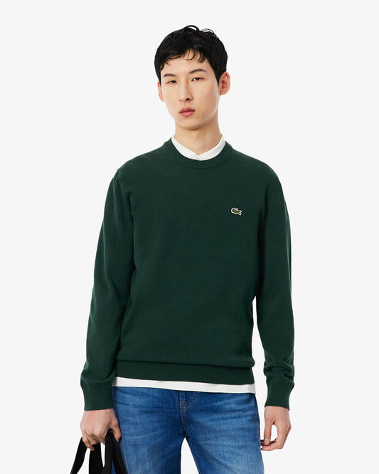 Lacoste Mens Organic Cotton Crew Neck Sweater - Sinople YZP