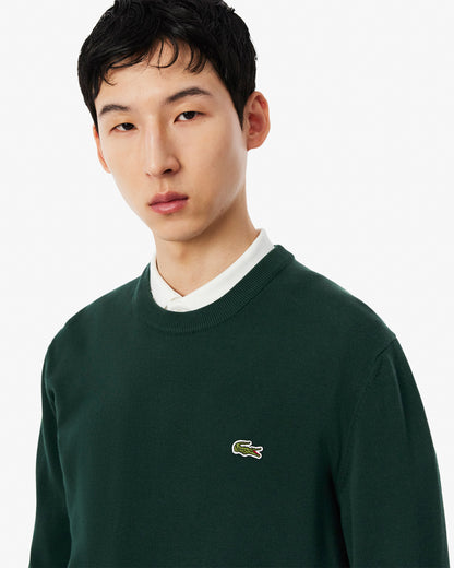 Lacoste Mens Organic Cotton Crew Neck Sweater - Sinople YZP