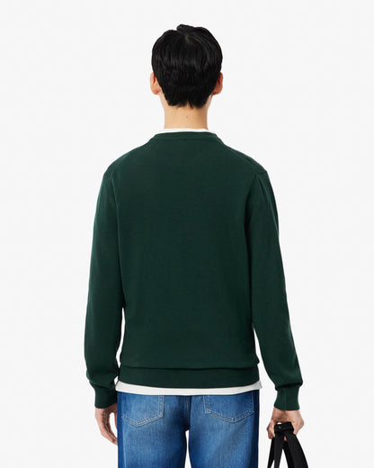 Lacoste Mens Organic Cotton Crew Neck Sweater - Sinople YZP