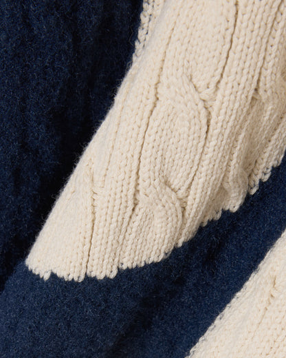 Lacoste Intarsia Mens Cable Knit Sweater - Naturel Clair/Dark Navy Blue UN5