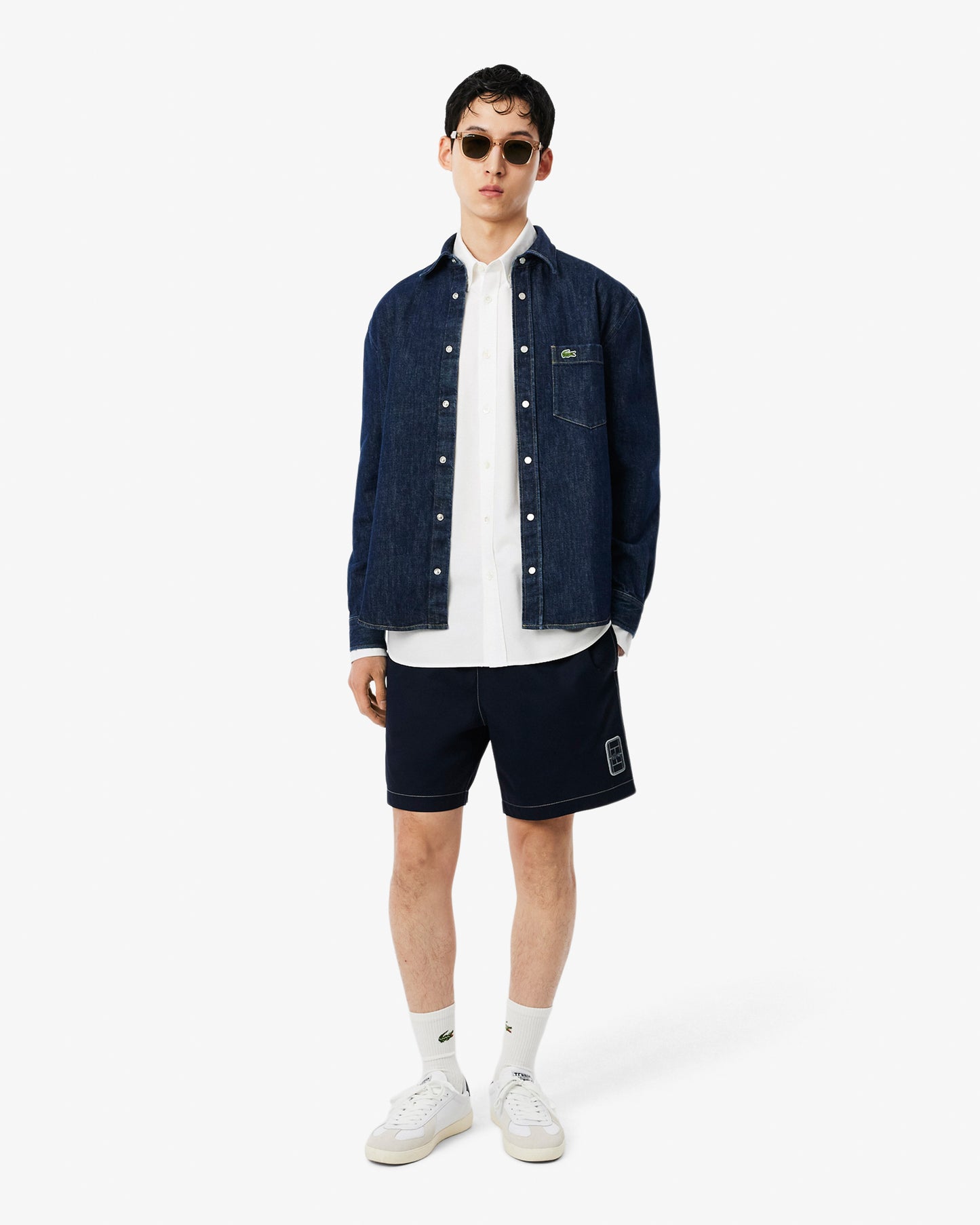 Lacoste Casual Oxford Mens Long Sleeve Shirt - White/White 800