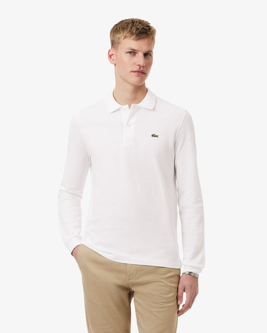 Lacoste Original L.12.12 Mens Long Sleeve Cotton Polo Shirt - White 001
