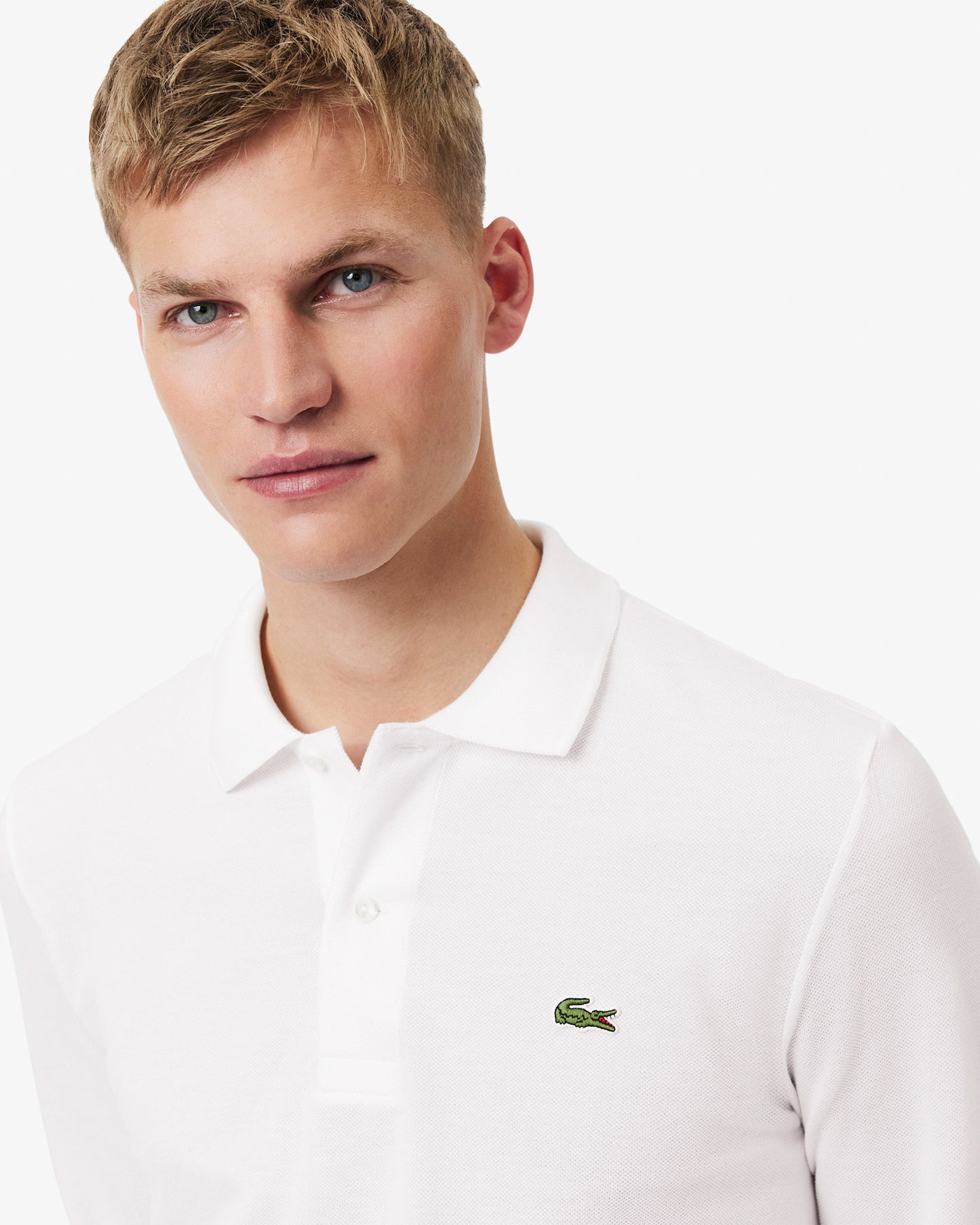 Lacoste Original L.12.12 Mens Long Sleeve Cotton Polo Shirt - White 001 | CHO | Designer Mens Long Sleeve Polo Shirts