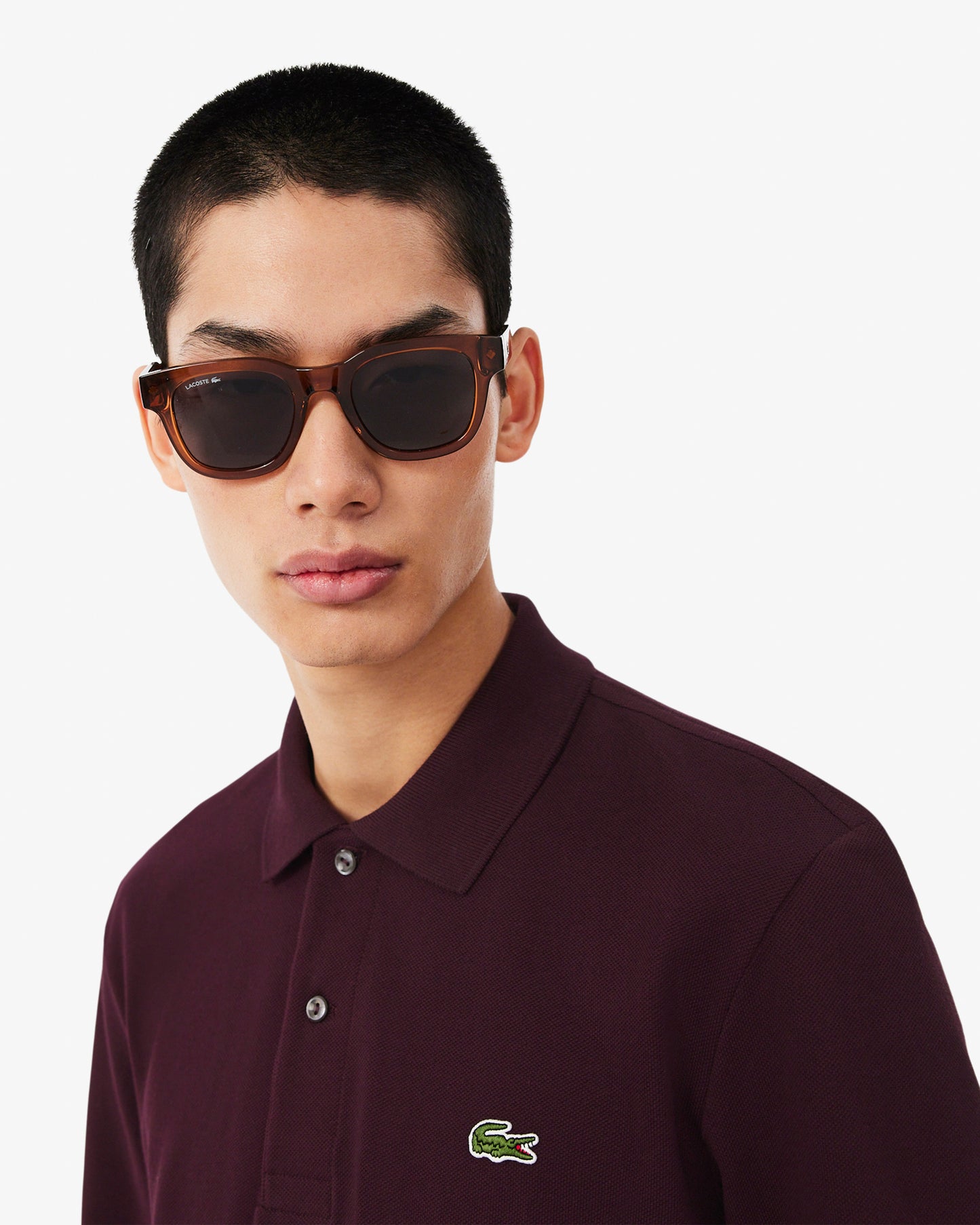 Lacoste Original L.12.12 Mens Long Sleeve Cotton Polo Shirt - Chestnut Brown 3KE | CHO | Designer Mens Long Sleeve Polo Shirts