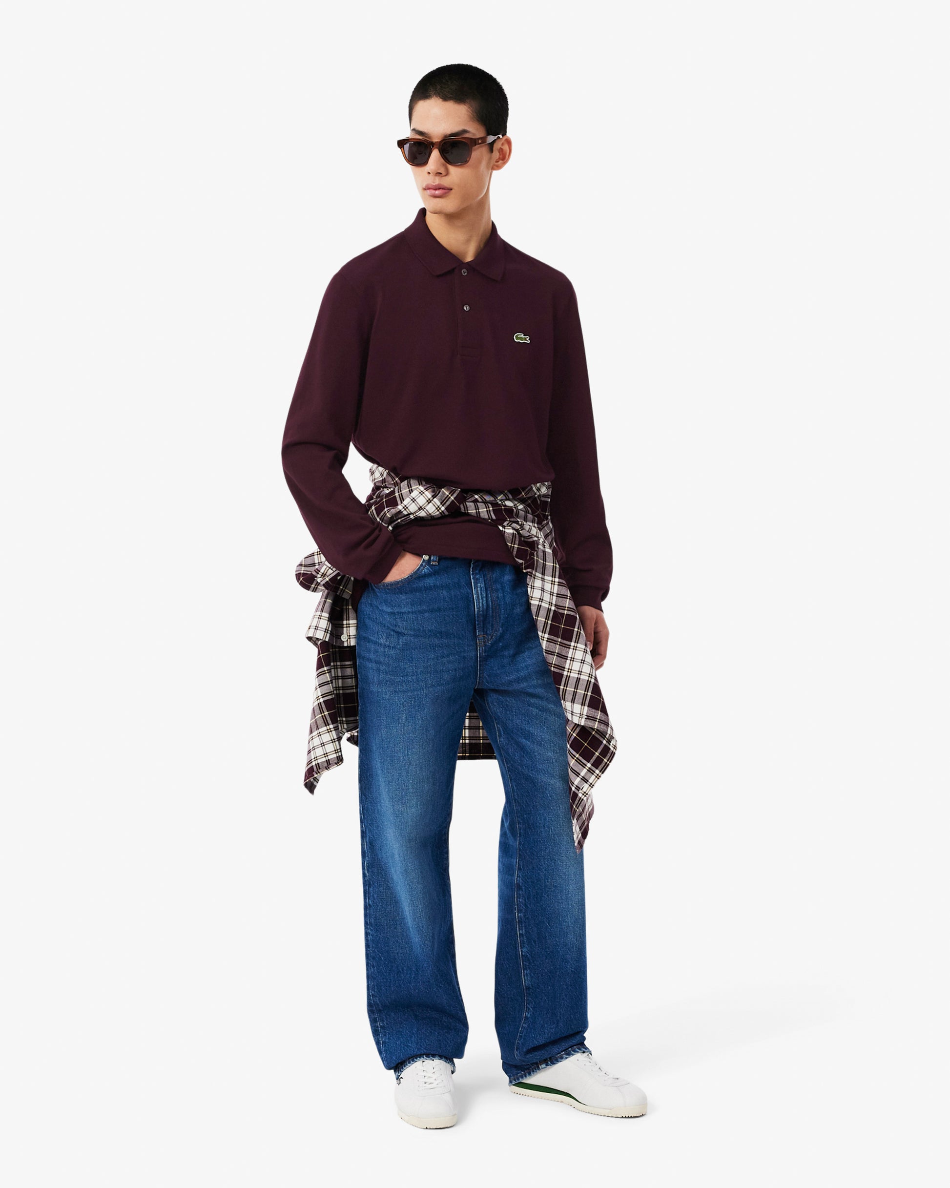 Lacoste Original L.12.12 Mens Long Sleeve Cotton Polo Shirt - Chestnut Brown 3KE | CHO | Designer Mens Long Sleeve Polo Shirts