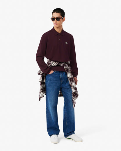 Lacoste Original L.12.12 Mens Long Sleeve Cotton Polo Shirt - Chestnut Brown 3KE | CHO | Designer Mens Long Sleeve Polo Shirts