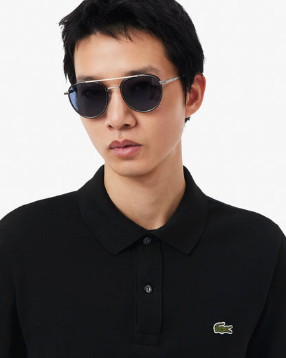 Lacoste Mens Original L.12.12 Slim Fit Petit Piqué Cotton Polo Shirt - Black 031 | CHO | Designer Mens Short Sleeve Polo Shirts