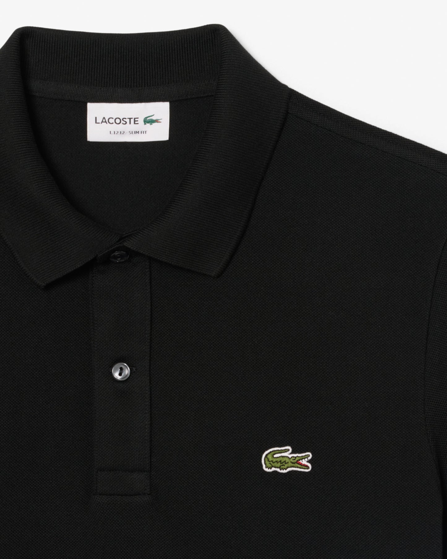 Lacoste Mens Original L.12.12 Slim Fit Petit Piqué Cotton Polo Shirt - Black 031 | CHO | Designer Mens Short Sleeve Polo Shirts